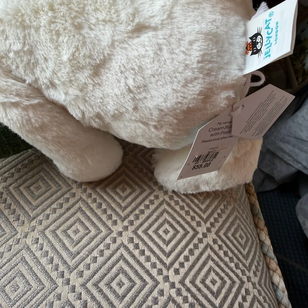 Jellycat Cream Plush Bunny with Plant NWT 85.00